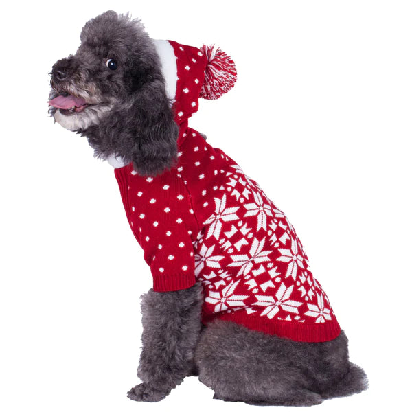 Blueberry Pet - 'Let it snow' hooded dog sweater