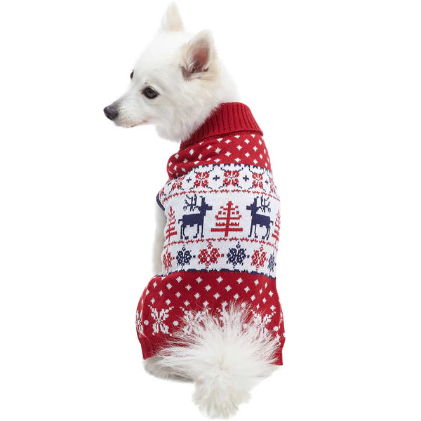 Blueberry Pet- Christmas Red Reindeer Dog Sweater