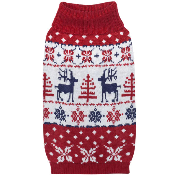 Blueberry Pet- Christmas Red Reindeer Dog Sweater