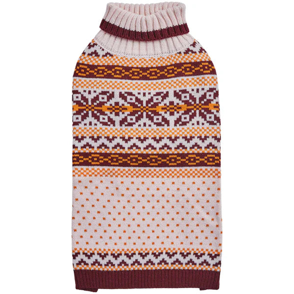 Blueberry Pet - Fair Isle Dog Sweater, Chic Beige