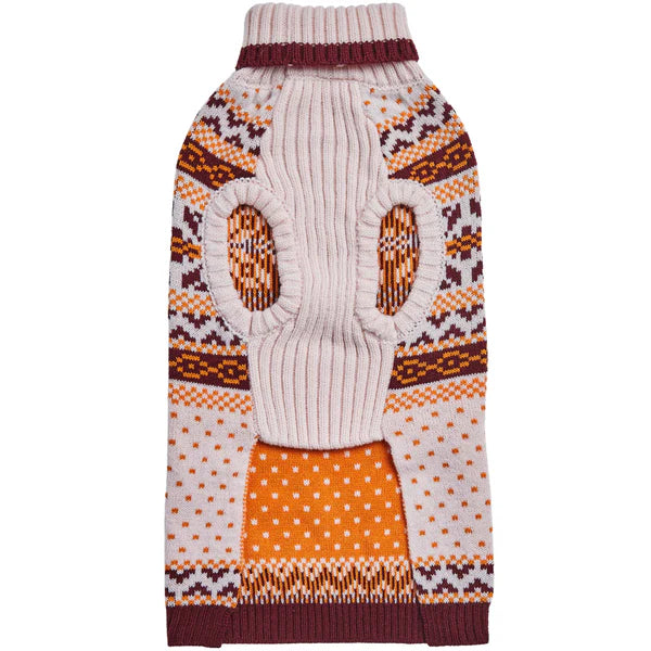 Blueberry Pet - Fair Isle Dog Sweater, Chic Beige