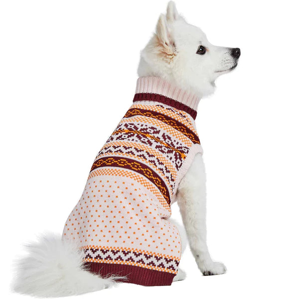 Blueberry Pet - Fair Isle Dog Sweater, Chic Beige