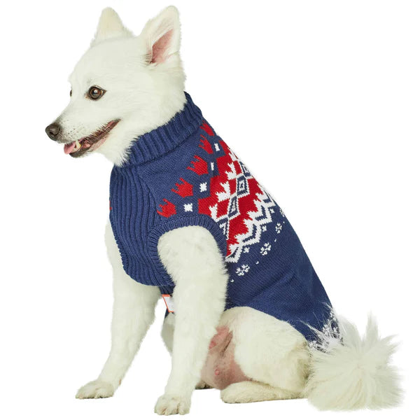 Blueberry Pet- Festive Isla dog sweater in royal blue