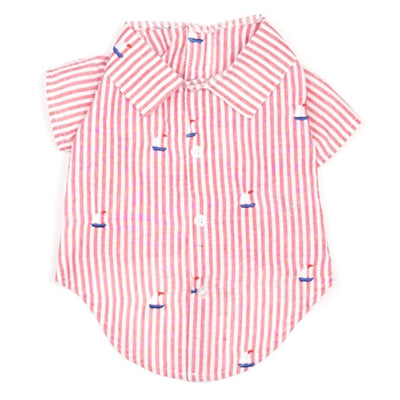 Red Strip Sailboat Dog Shirt