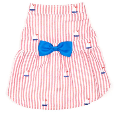 Red Strip Sailboat Dog Dress