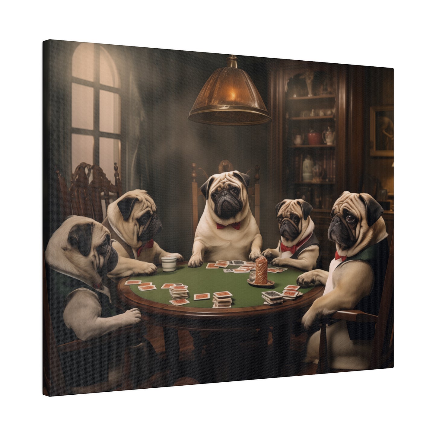 Pugs Playing Poker Matte Canvas - 20" x 16"