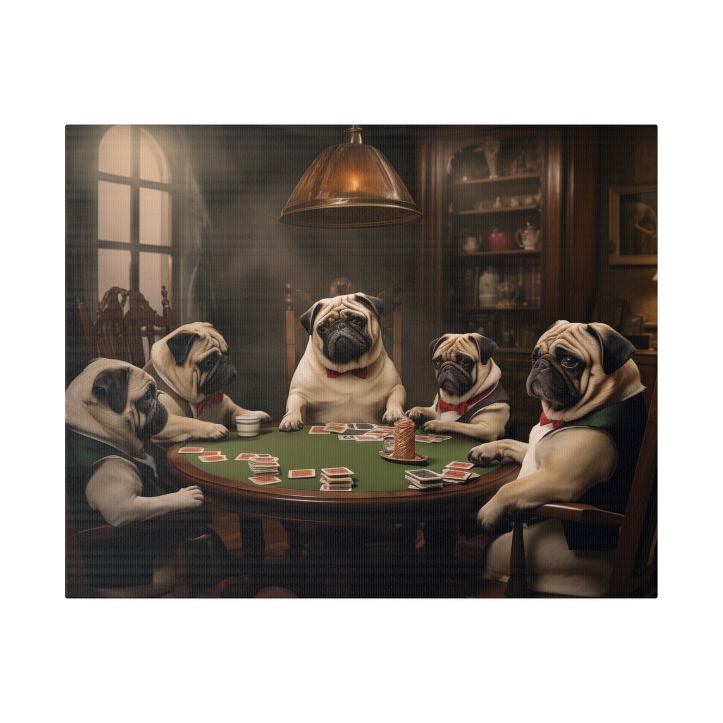 Pugs Playing Poker Matte Canvas - 20" x 16"