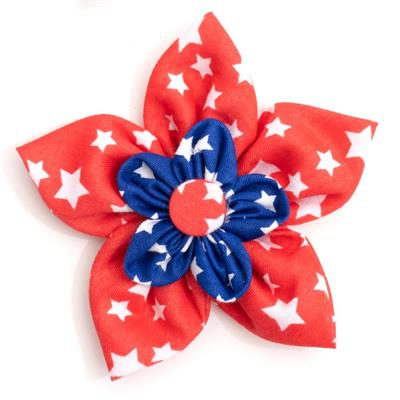 Worthy Dog - Red and Navy Stars Flower Bow