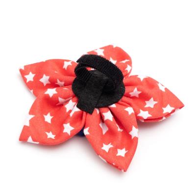 Worthy Dog - Red and Navy Stars Flower Bow