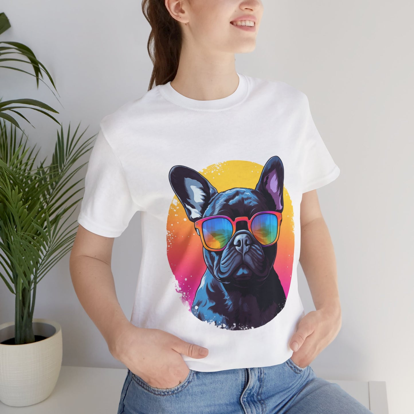 Frenchie Bulldog Too Cool Sunset Tee Shirt