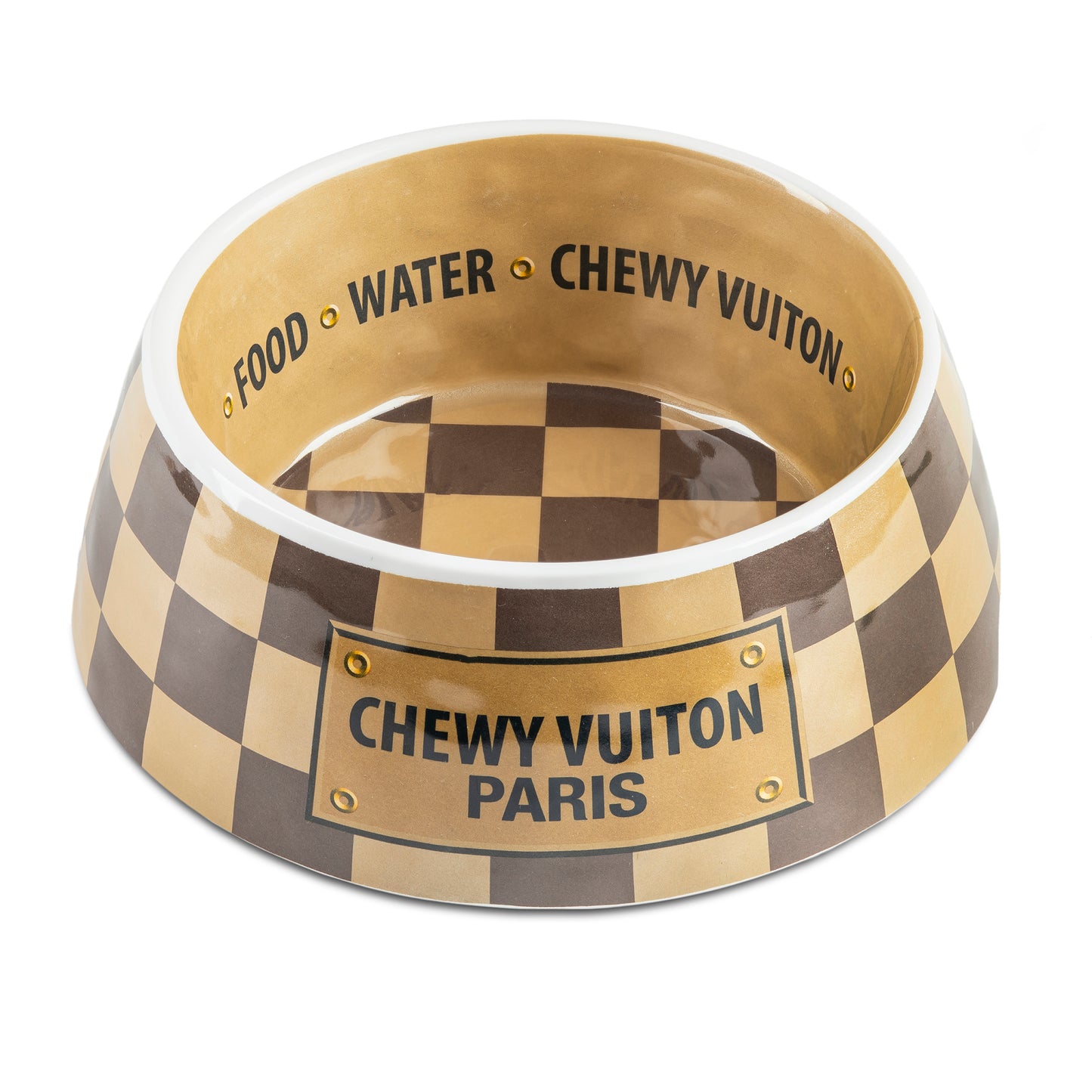 Checker Chewy Vuiton Bowls & Placemat