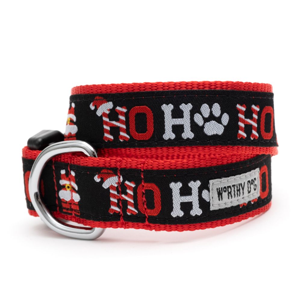 HO HO HO dog collar and leash set