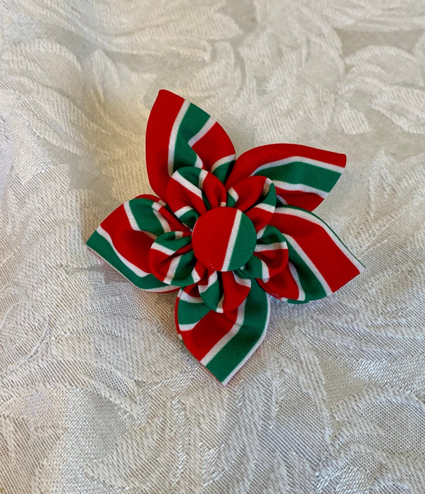 Holiday Stripe Pet Flower Bow