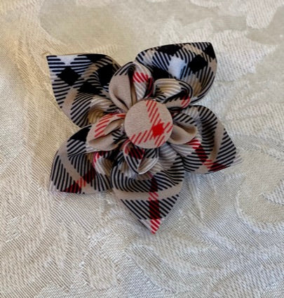 Tan Plaid Pet Flower bow