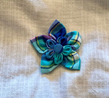 Blue and purple pet flower bow