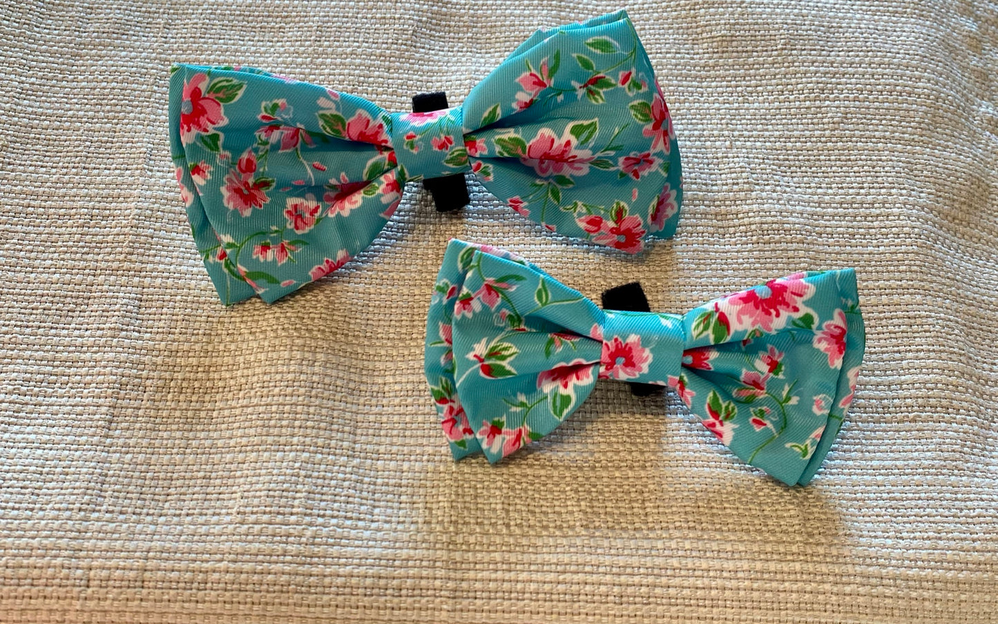 Light blue and floral dog bow