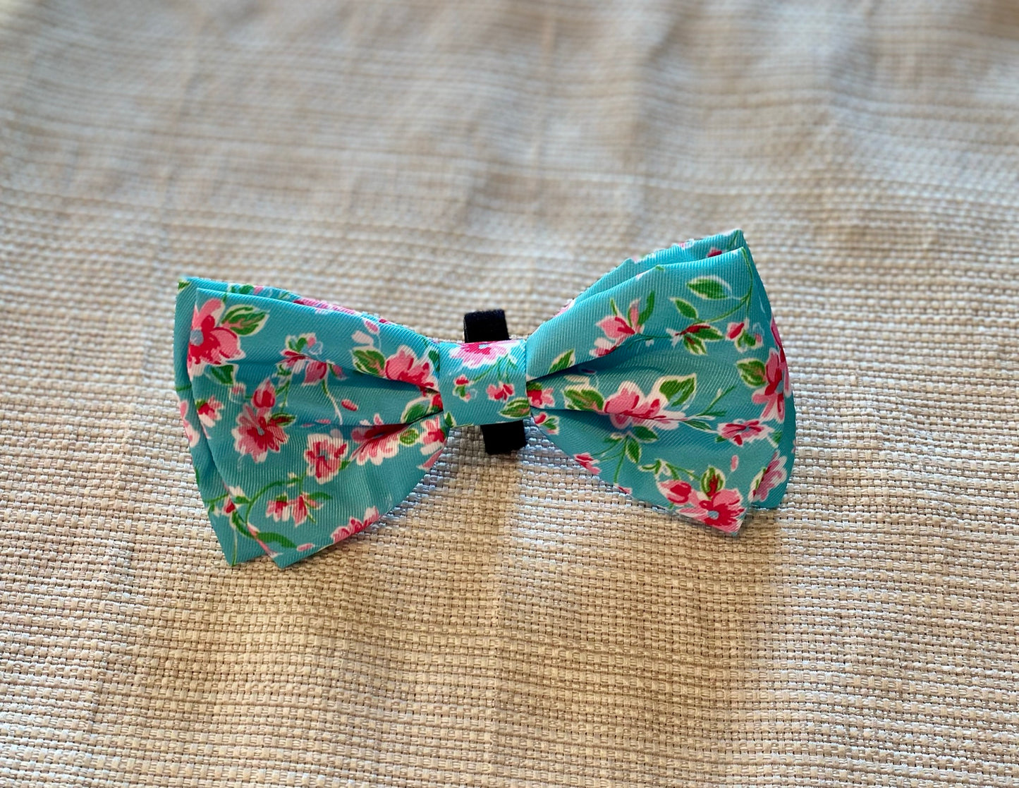 Light blue and floral dog bow