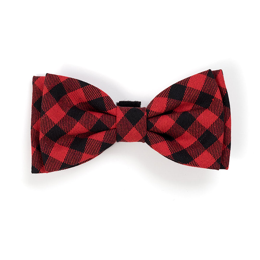 Red and black buffalo check Pet bow tie