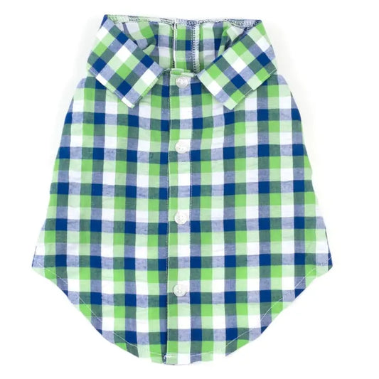 Blue and Green Plaid Dog Shirt