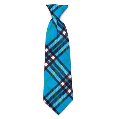 Blue Plaid Dog Tie