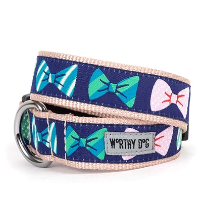 Bow tie dog collar and leash set