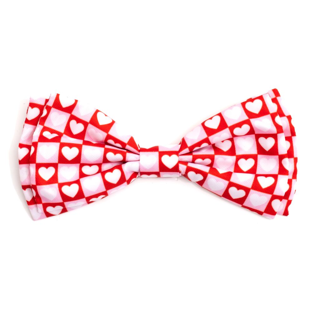 Valentine Heart block dog bow tie