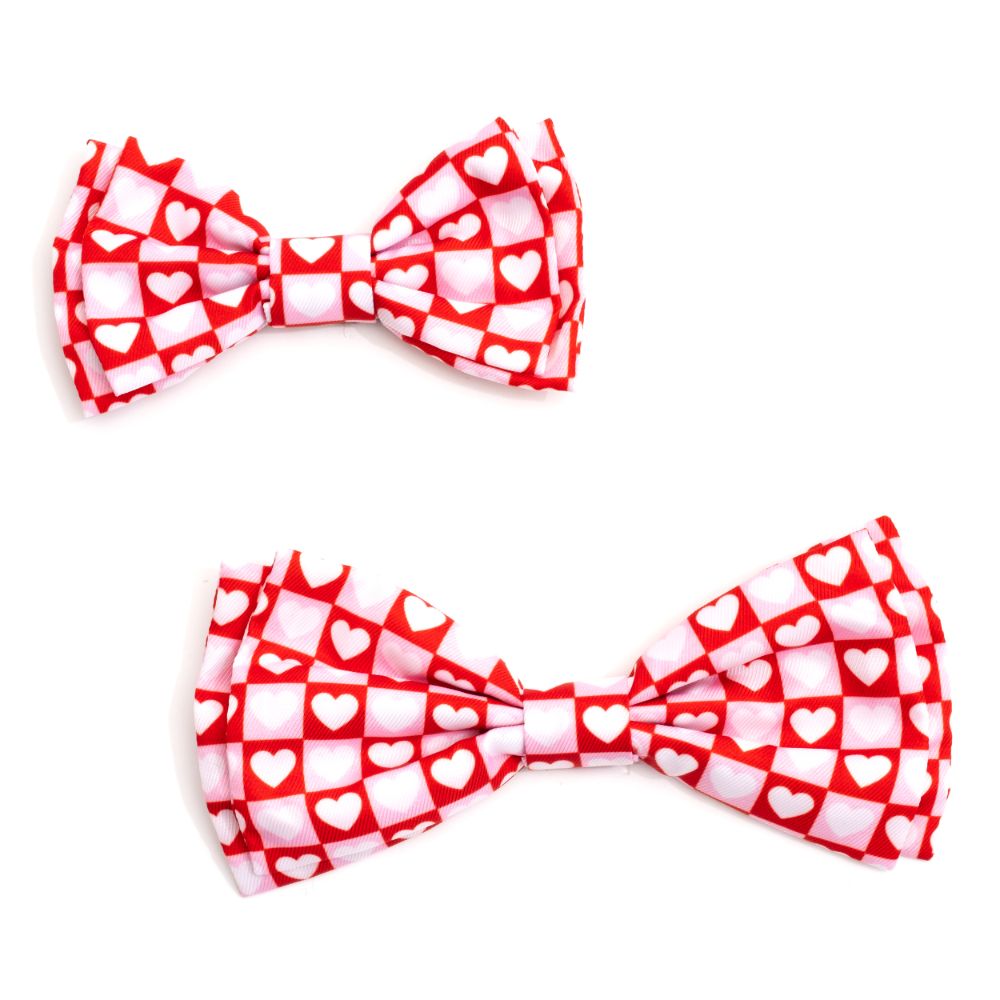 Valentine Heart block dog bow tie