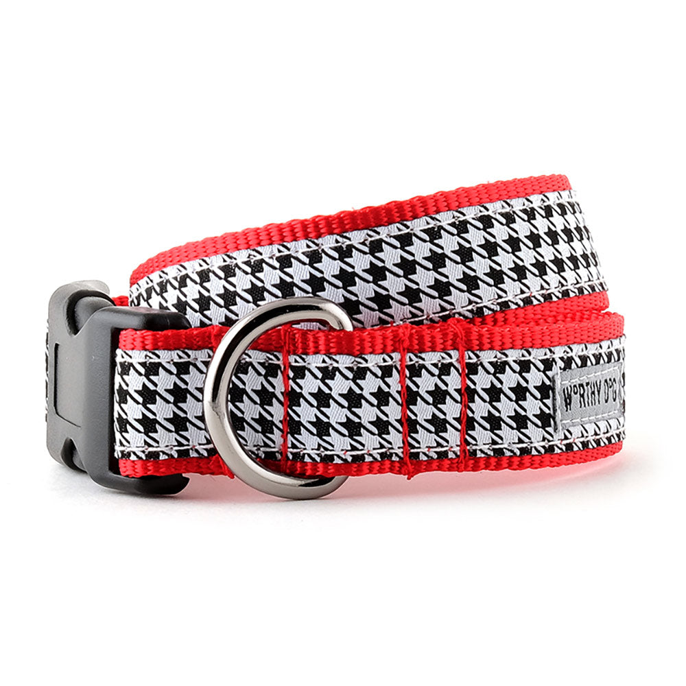 Hounds tooth dog collar and leash set