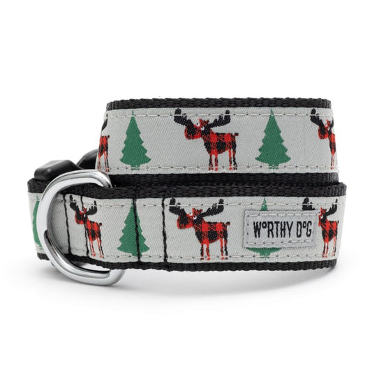 Christmas Moose dog collar and leash set