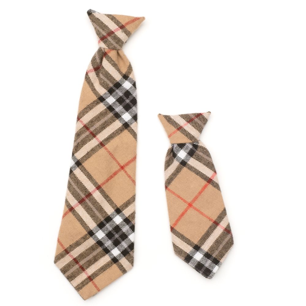 Tan Plaid Dog Tie