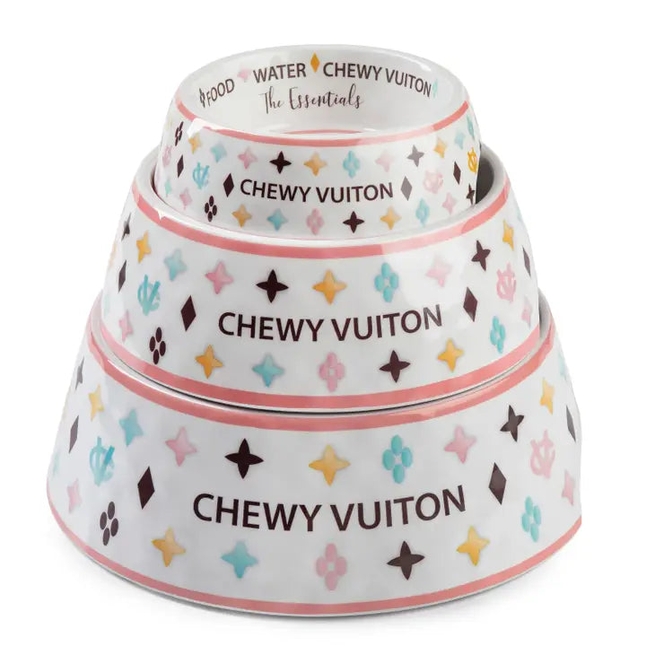 White Chewy Vuiton dog bowls (2 pieces)